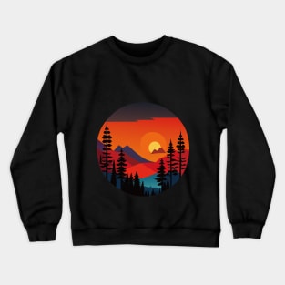 Enchanted Forest Sunset: Captivating Painting of Nature's Beauty Crewneck Sweatshirt